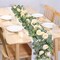 4 Pack 24Ft Artificial Eucalyptus Flower Garland with Champagne Roses, Fake Rose Flower Greenery Garland Floral Vines for Wedding Home Party Table Runner Decor (4PCS, Champagne)